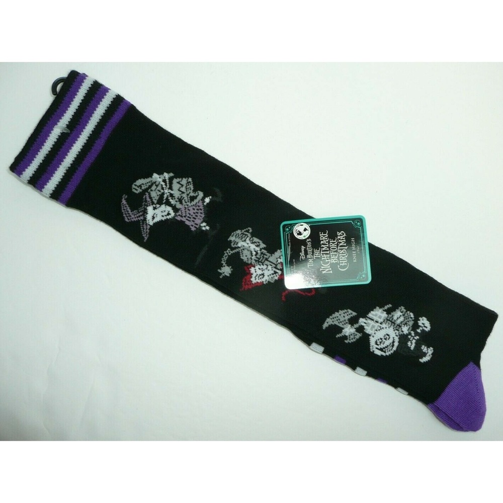 1 Pair Nightmare Before Christmas Knee High Socks Halloween Lock Shock Barrel